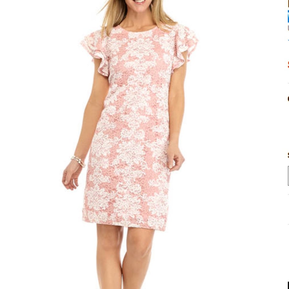Pink Flutter Sleeve Lace Dress Rn Studio 12 M Cute Spring Summer Floral Knee
